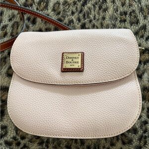 Dooney & Bourke Pink Pebbled Leather Saddle Crossbody Bag